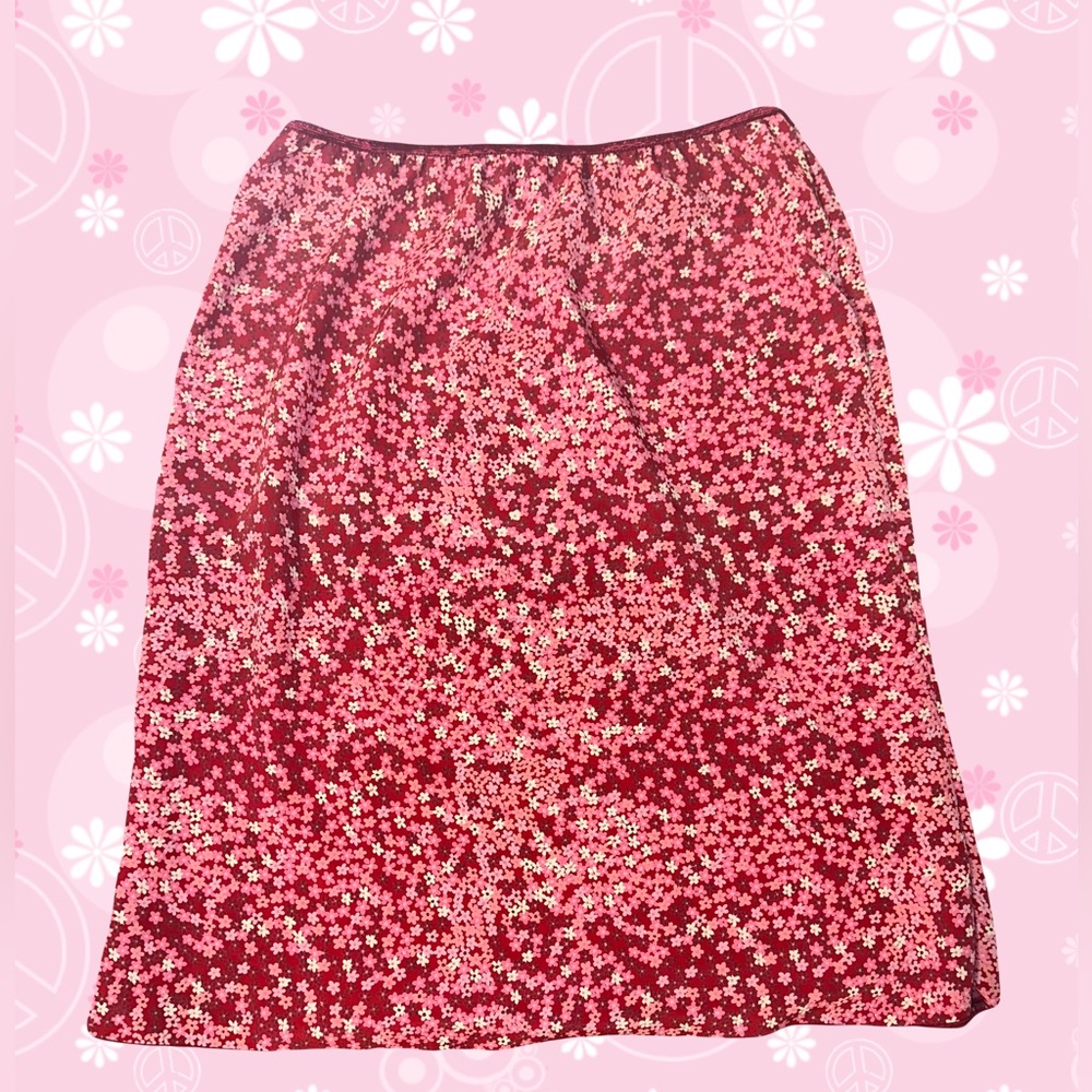 Red floral Y2K pencil skirt